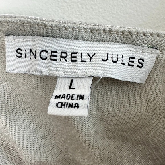 Sincerely Jules Dress Large Midi Gray Silky Cowl Neck Slip Stretch Fairy 90s Y2K - Picture 3 of 9